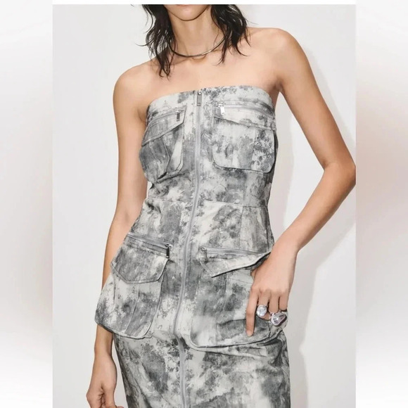 NWT ZARA “ the fitted Cargo dress in print Size Small - Picture 5 of 11